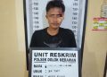 Tersangka pelaku curanmor saat di kantor polisi.