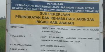 Proyek Rehabilitasi Irigasi BBWS II Di Rawang Lama Asahan Diduga Asal Jadi