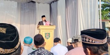 Ribuan Jamaah Sholat Idul Fitri Penuhi Lapangan Serbaguna Meranti
