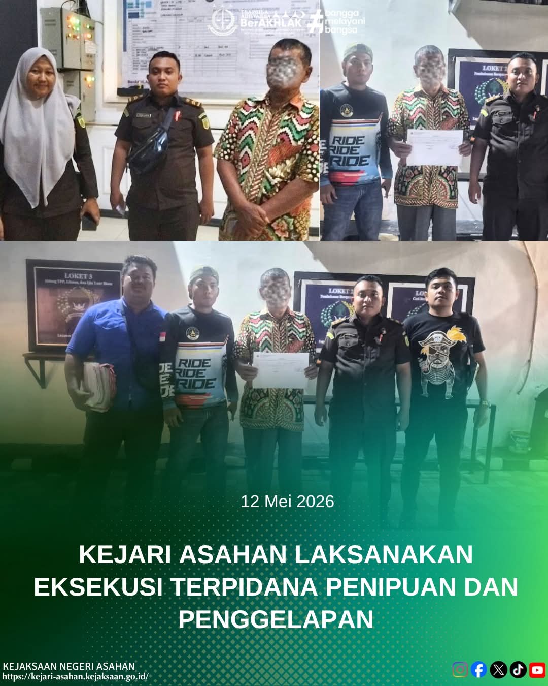 Kejari Asahan Esekusi Terpidana Kasus Penipuan dan Penggelapan