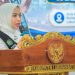 Bupati Labuhanbatu dr Hj Maya Hasmita saat memberikan sambutannya pada acara pengukuhan Bunda PAUD se-Labuhanbatu.