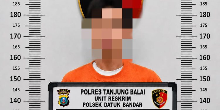 Tersangka saat di kantor polisi.