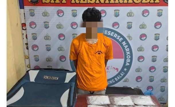 Tersangka dan barang bukti sabu